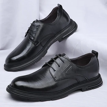 Бренд 2023 Мужские дышащие слипоны Черного цвета для вождения, лоферы, Большие размеры 38-44, Мужская обувь из натуральной кожи, мужская повседневная обувь