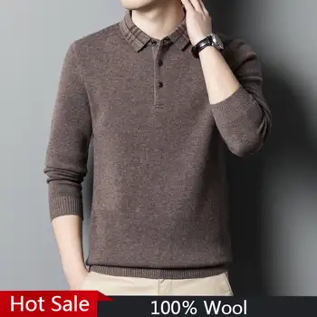 Вязаный свитер из 100% шерсти, Высококачественный Роскошный пуловер 2023, Осенне-зимняя Корейская модная Дизайнерская одежда, Уличная одежда для дома