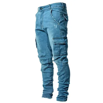 Осенне-зимние модные винтажные джинсы Harajuku, мужские Y2K, универсальные повседневные брюки, карманы, брюки на молнии, облегающая мужская одежда