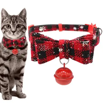 Рождественский галстук-бабочка для кошек, Крепление для ошейника для собак, Галстук-бабочка, Рождественский ошейник для кошек с милым галстуком-бабочкой и колокольчиком для собак