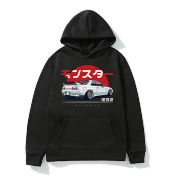 Monster Skyline R32 GTR Винтажные Толстовки С забавным принтом Harajuku Модные Мужские Толстовки Весна / осень Флисовая толстовка С капюшоном Для мужчин / женщин