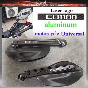 Универсальные зеркала заднего вида с лазерным логотипом и большой зеркальной поверхностью для мотоцикла Honda CB1100 CB 1100 Боковое зеркало заднего вида