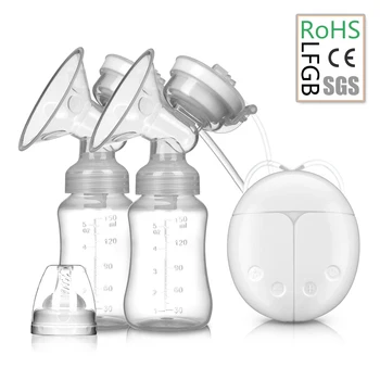 Двойные электрические молокоотсосы с мощным всасыванием сосков USB-электрический молокоотсос с грелкой для бутылочки с детским молоком Nippl