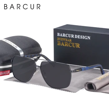 BARCUR Квадратные Мужские Солнцезащитные Очки Поляризованные Для Вождения с Градиентом Солнцезащитные Очки для Мужчин UV400 Оттенков Eyewear Oculos Gafas De Sol