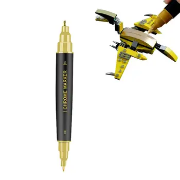 Металлическая ручка с краской, хромированный маркер с двойными концами, Светоотражающая металлическая ручка, модель игрушки, Непрозрачные и несмываемые чернила для отделки автомобиля, сделанные своими руками &