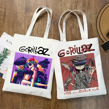 Gorillaz Современная музыкальная группа, мультфильм Ulzzang, сумка для покупок, холщовая сумка с принтом, сумки, женская сумка, сумки через плечо в стиле Харадзюку