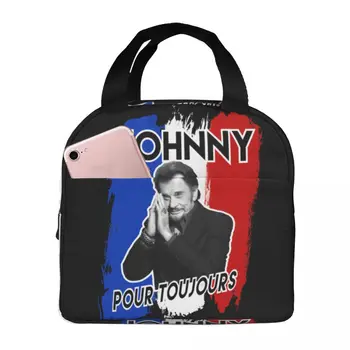 Сумка для ланча Johnny Hallyday Forever Портативные изолированные холщовые сумки-холодильники для рок-музыки, Термосумка для пикника для женщин и детей