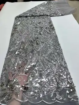 Нигерийский тюль, блестки, кружевные ткани для свадебного платья 2023, высококачественное Африканское Французское сетчатое кружево, Сенегальские ткани, 5 ярдов, свадебные