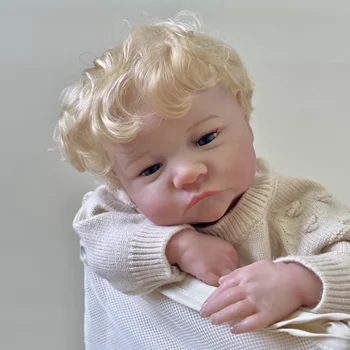 NPK 19 дюймов Мягкое тело Reborn Baby Doll Levi Awake Размер Новорожденного 3D Кожа Видимые Вены Коллекционная Художественная Кукла