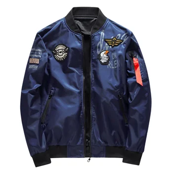 Мужская куртка-бомбер, мужская армейская куртка военного пилота, бейсбольная куртка с вышивкой значка, двустороннее мотоциклетное пальто Большого размера 5XL 6XL