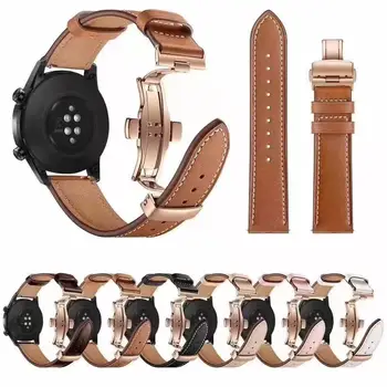 20 мм 22 мм Кожаный Ремешок Для Samsung Galaxy watch 6 4 Classic/5 pro/Active 2/3/42 мм/46 мм 40-44 мм браслет Huawei GT/2/3 Pro ремешок