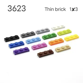 Строительные блоки из мелких частиц, совместимые с аксессуарами Lego 1X3 low Brick 3623 Игрушки-головоломки в стиле пэчворк