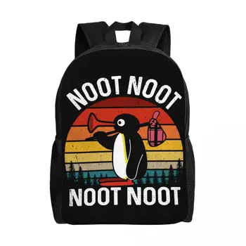 Забавный мем Pingu Noot Noot Рюкзак для ноутбука Мужская Женская модная сумка для книг для школьников, студентов колледжа, Мультяшные сумки с пингвинами