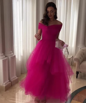 Женское вечернее платье Ярко-розовое платье для выпускного вечера, коктейльные платья, тюлевый халат, платья для официальных мероприятий, домашняя вечеринка для выпускного вечера
