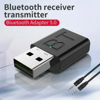 1x аудиопередатчик Bluetooth 5.0, приемник USB 3,5 мм, адаптер AUX для автомобильного телевизора, динамика для ПК, подключи и играй, бесплатная установка на диск