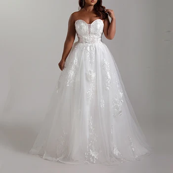 роскошное свадебное платье без бретелек с элегантными аппликациями, свадебные платья, свадебное платье novia robe de mariee, платье невесты, белое платье