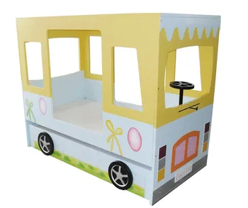Изготовленная на заказ детская двухъярусная кровать из массива дерева с дизайном автомобиля и замка двухъярусная кровать