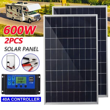 Комплект солнечных панелей 12V В комплекте, поликристаллический USB-генератор мощностью 600 Вт, портативный уличный перезаряжаемый солнечный элемент для дома