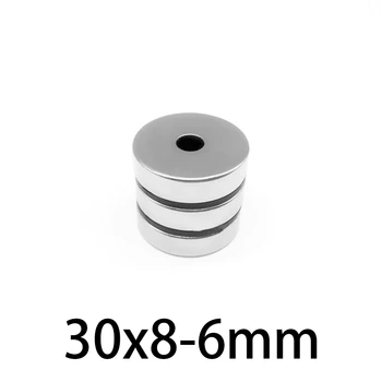 1-10 шт. N35 30x8-6 мм Неодимовый круглый редкоземельный магнит NdFeB Мощные магниты с кольцевым отверстием Круглые поделки 30*8-6 мм