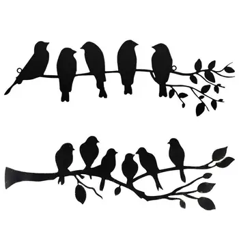 Настенный арт-декор с металлической птицей, настенные листья с птицами, настенный знак, силуэт птицы для домашнего декора на балконе и в саду