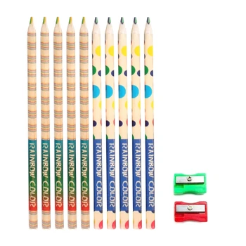Карандаш цвета радуги, Карандаш цвета дерева с точилкой, Разноцветные карандаши для рисования, раскрашивания, зарисовок