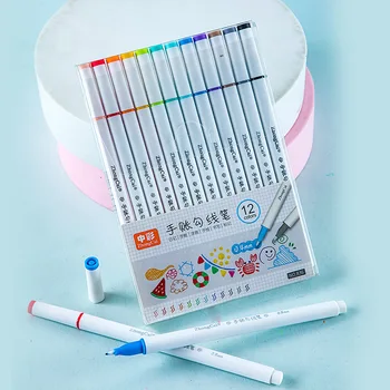 12 Шт Журнал Планировщик Цветные Ручки Fine Point DIY Sketch Painting Pen 0,4 мм Fineliner Цветная Ручка для Рисования Художественными Маркерами Принадлежности