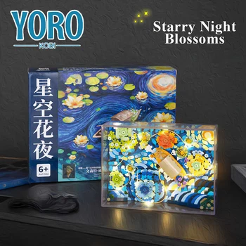 900 + ШТ Starry Night Blossoms Строительные блоки Набор моделей для рисования Art MOC Bricks Игрушки-головоломки для рисования для детей, мальчиков, девочек, подарки для взрослых