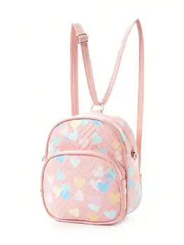 Милый Повседневный Красочный Детский рюкзак из искусственной кожи с принтом в форме сердца для девочек, Детская сумка через плечо, Детская Школьная сумка