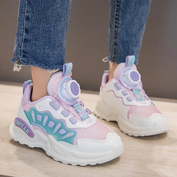 2023 Новые кроссовки для девочек с пряжкой для мальчиков, спортивная обувь для детей, модная нескользящая детская обувь в корейском стиле, универсальная