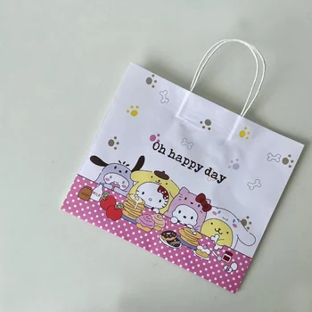 5шт Подарочный пакет Sanrio Hello Kitty Cinnamoroll Pompompurin С мультяшным девчачьим сердечком, Высококачественный портативный бумажный пакет оптом В наличии