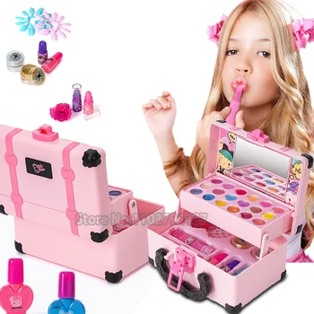 Набор игрушек для макияжа для девочек, набор для ролевых игр, губная помада, макияж, Розовая принцесса, безопасная и нетоксичная детская игрушка для красоты, подарок