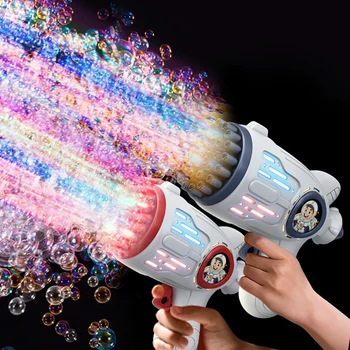 Игрушки-мыльные пистолеты Электрические Автоматические Мыльные ракеты для производства мыльных пузырей для детей на открытом воздухе Подарки для детей со светодиодной подсветкой Игрушка для свадебной вечеринки