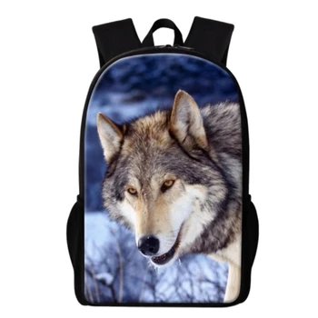 Школьный рюкзак с принтом животного и волка для мальчиков-подростков, сумки для начальной школы, детские рюкзаки, студенческие повседневные рюкзаки 16 дюймов