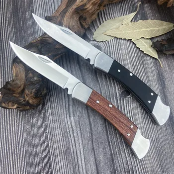 Bk 110 Тактический складной карманный нож D2 Blade G10/ Деревянная ручка, Походные ножи, Тактические боевые инструменты EDC, кожаные ножны