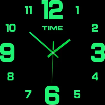 Светящаяся 3D наклейка на настенные часы своими руками, Бескаркасные Акриловые бесшумные цифровые часы, украшение гостиной, спальни, офиса, большие часы