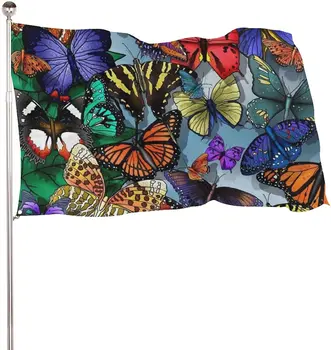 Абстрактный флаг в виде бабочки Яркого цвета с латунными люверсами Флаг Женские Подарки Полиэстер Украшение для вечеринки в саду на открытом воздухе в помещении