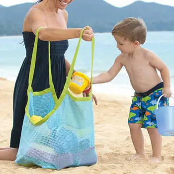Пляжная сетчатая сумка с большой переносной ручкой, защищенная от песка, для путешествий, детская игрушка, одежда, полотенце, органайзер для продуктов, сумка-тоут для хранения на открытом воздухе