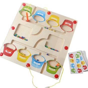 Детская магнитная игрушка-лабиринт, интерактивный лабиринт, управляемый ручкой, бусины, настольная игра-головоломка 