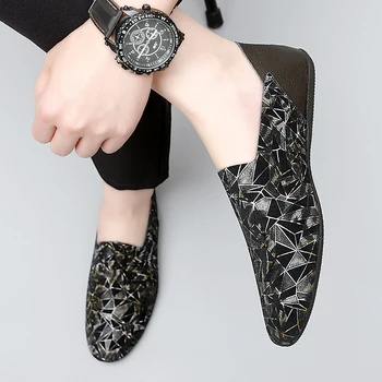 2023 Новая кожаная мужская обувь для прически, Модная Мужская повседневная обувь, Роскошная Брендовая Мужская деловая обувь, Легкая Мужская обувь, Лоферы