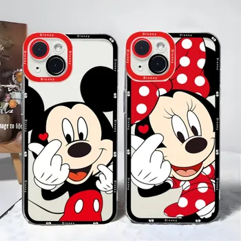 Противоударный чехол для телефона Disney с Микки Маусом для Iphone 14 Pro Max 12 Mini 13 11, прозрачная задняя крышка с дизайном 