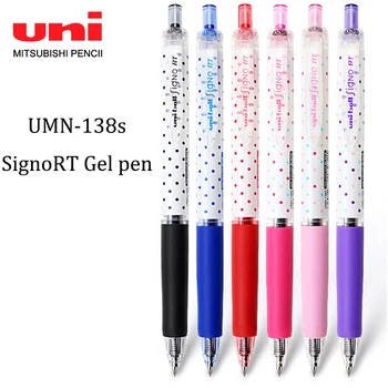 Гелевая ручка UNI UMN-138S Ограниченной Модели В Горошек, Черная Ручка Большой Емкости, Сменная Заправка 0,38 мм, Быстросохнущая Водяная Ручка, Канцелярские Принадлежности