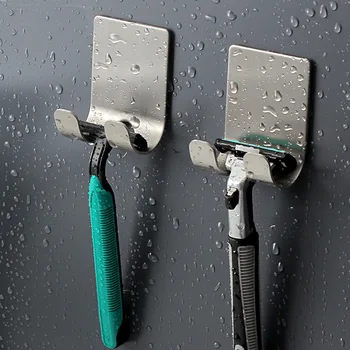 Настенный стеллаж для хранения бритв Многофункциональный Крючок из нержавеющей стали для бритвы Зубная щетка Подвесной Органайзер для хранения в ванной