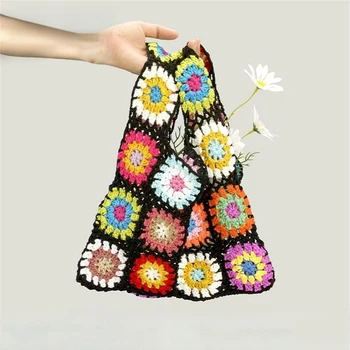 Женская сумка ручной работы в стиле бохо, сумка на запястье, летняя пляжная сумочка с цветочной строчкой, эстетические сумки для путешествий для девочек