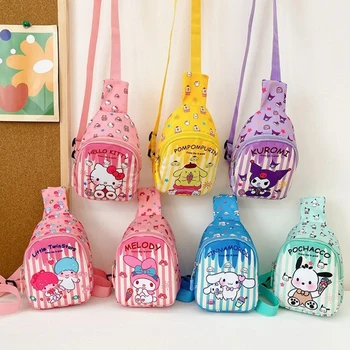 Sanrio Новый Детский рюкзак Cinnamoroll Kuromi Hello Kitty, Милая Нагрудная сумка Большой Емкости, Повседневная Сумка-Мессенджер Для Мальчиков И Девочек