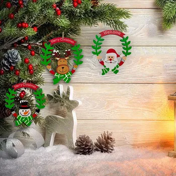 Домашняя рождественская атмосфера, Деревянные подвесные украшения с украшениями Санта-Клауса, рисунки снеговиков, игрушки Navidad Natal Gifts