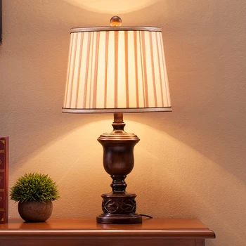 Винтажная лампа из ткани из смолы для гостиной, прикроватной тумбочки в спальне, настольной лампы в скандинавском стиле, офисного кабинета, домашнего декора, включения-выключения настольного освещения