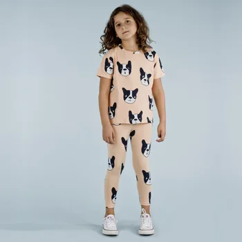 Летний детский пижамный комплект, домашняя одежда для мальчиков и девочек, футболка с коротким рукавом + леггинсы, детская пижама