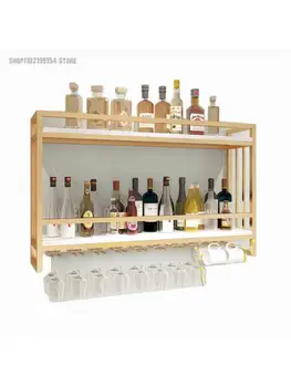 Винный стеллаж из цельного дерева в скандинавском стиле, подвесной винный шкаф, креативный настенный стеллаж для выставки вин, Подвесной стеллаж для бокалов для вина, Стеллаж для хранения