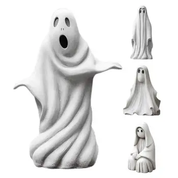 Белое Украшение для сада с привидениями на Хэллоуин, Скульптура Ведьмы из смолы, Реалистичная Милая Белая Статуя Призрака, Декор для Хэллоуина