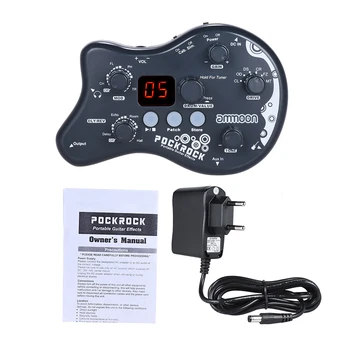 Гитарная педаль ammoon PockRock, Мультиэффектный процессор, Гитарная педаль эффектов, 15 эффектов, адаптер питания, Аксессуары для гитары